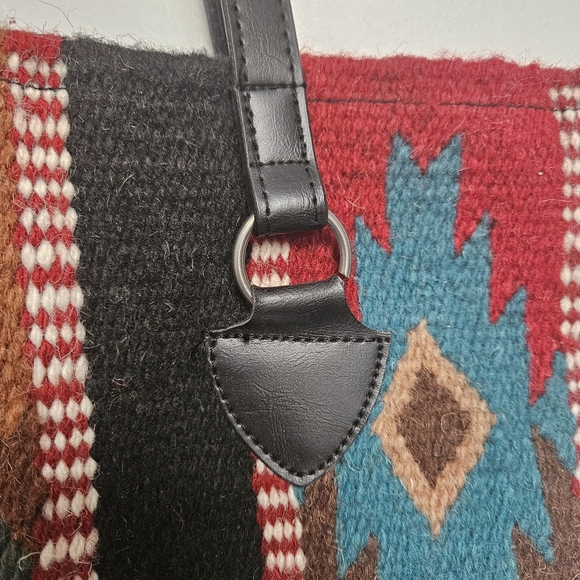 EL Paso Aztec Pattern  Native Handwoven Full zip Wool Blend Shoulder Bag - Picture 12 of 12